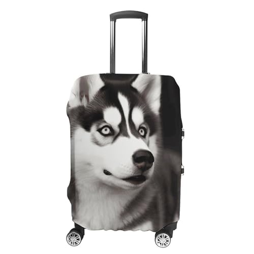 Cute Husky Dog Luggage Cover, Washable Elastic Suitcase Cover Protector Fit 18-32 Inch Luggage