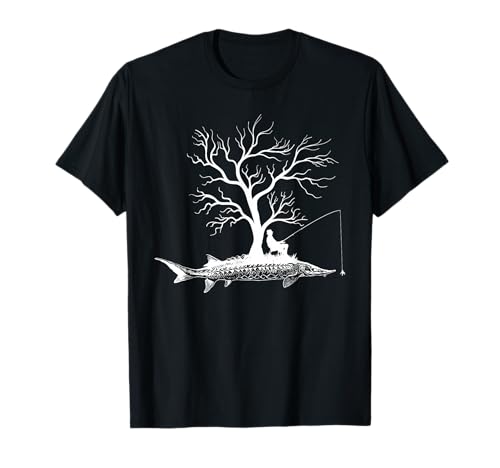Graphic Tree Fishing Rod - Fish Sturgeon T-Shirt