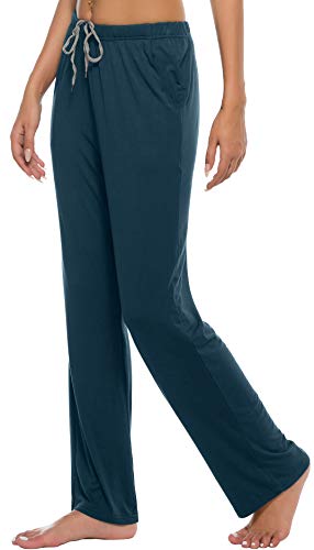Jinshi Women Pajama Pants Stretch Modal Pajama Bottoms Lounge Pants With Pockets(Xl,Dark Grey/Lake Blue/Black) #TOP2