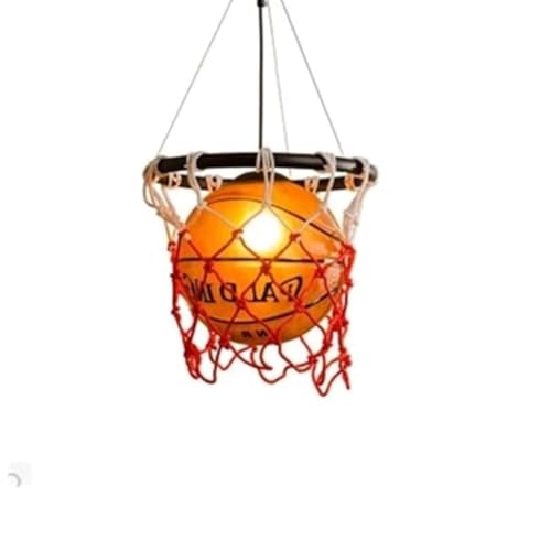 LUEPEICAI Rétro Créatif Basketball Pendentif Lampe Ronde Boule Sport Thème Art Lampe Suspendue Enfants Chambre Restaurant Bar Café Décoration Lumières E27