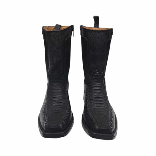 Men's PYTHON print Western Cowboy Leather Zipper Boots Dubai Toe & Leather Sole2