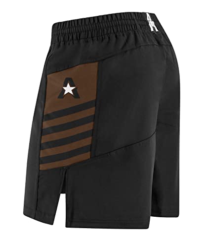 Anthem Athletics Reignite MMA Shorts Men 7 inch Inseam, BJJ Shorts, Grappling Shorts, Jiu Jitsu Shorts No Gi - Brown - Large