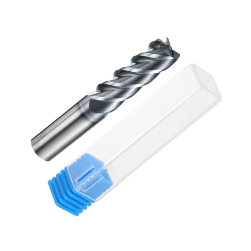 Image of HARFINGTON Carbide Square Nose End Mill Bit 1 /2 inch Cut Dia 4 Flutes TiAlN Coated Milling Cutter for Hardened Steel Metal (1 /2 inch Shank 1-1 /2 inch Cut Length 3 inch Long 45 Degree Helix HRC53-55)