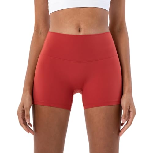 Yoga Seamless Active Shorts Butt Lifting Spandex Compression Tennis Shorts Frayed Comfortable Breathable Gym Short Red XL
