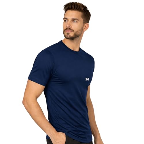Image of NINQ Solid Tshirt for Men Round Neck | Half Sleeve Tshirt | Slim Fit Compression T-Shirt Gym Wear | Casual Running Yoga Sports wear for Mens