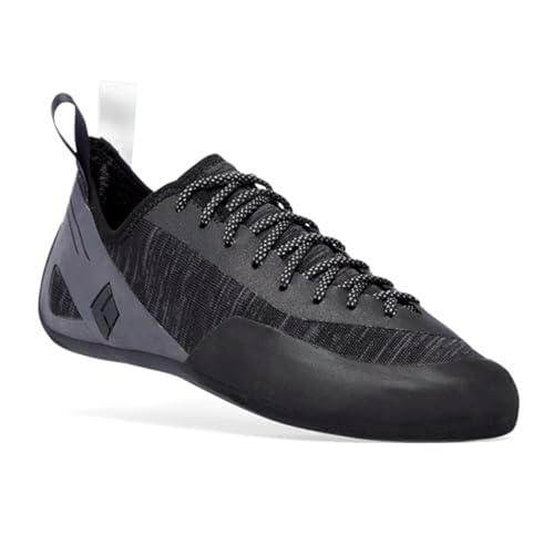 BLACK DIAMOND Men’s Momentum Lace Rock Climbing Shoes | Engineered Knit Upper | 4.3mm Rubber Outsole | Black-Anthracite | Size 13.5