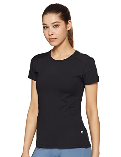 Image of Marks & Spencer Goodmove Womens Solid Polyester Blend Scoop Neck Regular Fit Short Sleeve Top