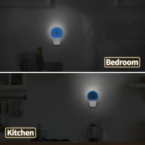 Image of Blue Spider Web Plug-in Led Night Light with Auto Dusk to Dawn Sensor for Boys Girls Room Decor, Wall Lamp Nightlights for Hallway,Bedroom, Kids Room, Kitchen, Stairway, (0.5W, 2 Pack)