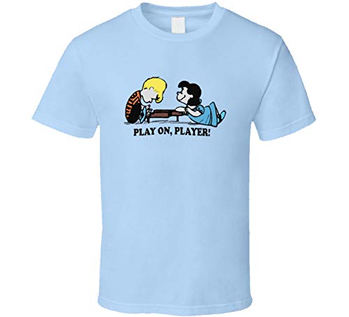 Peanuts Lucy and Schroeder Play On Player Vintage T Shirt XL Light Blue