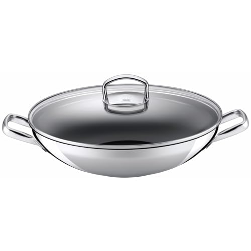 Silit Hongkong Wokpfanne Induktion 36 cm mit Glasdeckel CeraProtect keramische Antihaftversiegelung Edelstahl Wok beschichtet für alle Herdarten geeignet