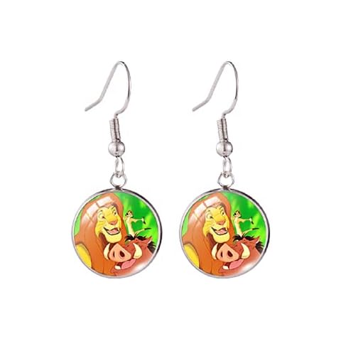New The Lion King Hook Earring Simba Nala Painting Round Jewelry Glass Dome Earrings Gifts Girl Cover