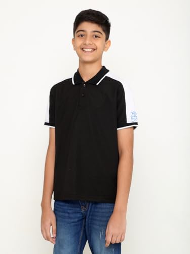 Image of TotzTouch Boys Premium Polo Collar Tshirt Combo with Zipper Closure Color White & Black Age 6 Years to 15 Years