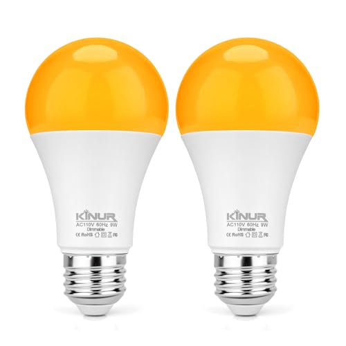 KINUR LED Amber Dimmable Light Bulbs, A19 9W(60W Equivalent) 1800K E26 A19 Amber Soft Light Bulbs Warm Night Light for Bedroom, Healthy Sleep, Turtle Friendly Light 2 Pack - image 1