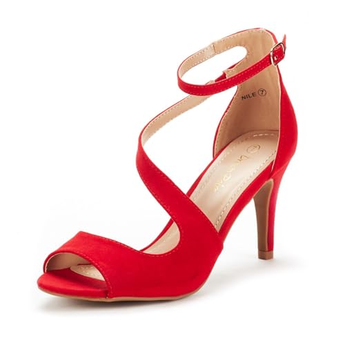 Image of DREAM PAIRS Women's Open Toe Stiletto Elegant Sandals | Open Toe Ankle Strap Dress Heels, Comfort Formal High Heels for Wedding, Date Night and Party Occasions