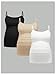 BEAUDRM Women's 3 Pack Maternity Tank Tops Casual Ruched Spaghetti Strap Pregnancy Cami Top Camisole Black and Beige and White Medium