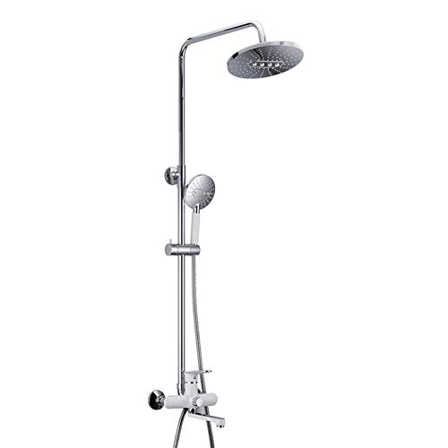 Robinet de douche blanc chrome avec colonne de douche effet pluie