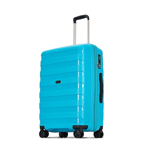 PP material Expandable Carry On Luggage Airline Approved, 20 Inch Hardside Carry On Suitcase with Wheels, Travel Harshell Spinner Small Luggage with Tsa Lock,Lake Blue, 20-Inch Carry-On