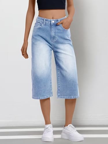 Image of Nifty Women's Denim Stretchable Baggy Fit Capris