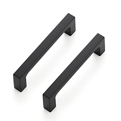 Image of Ravinte Matte Black Kitchen Cabinet Handles 3-1 /2 Inch Pulls 10 Pack | Solid Zinc Alloy , Smooth Design, Screws Included, Square Pulls for Kitchen Drawers & Cupboards