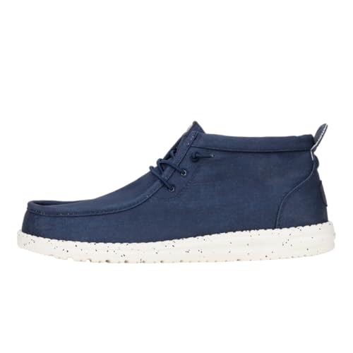 HEYDUDE Wally Mid Stretch Canvas Navy Blazer Size 11, Men's Boots, Pull on Boots, Comfortable & Light-Weight