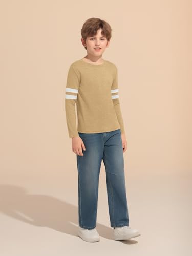 Image of Haloumoning Boys Long Sleeve Shirts Kids Crewneck T Shirts Casual Striped Tops Tees 5-14 Years