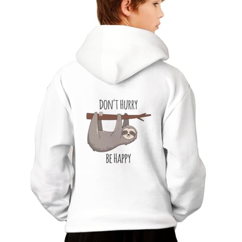 Funny Cute Sloth Don't Hurry Be Happy Hoodies for Teen Girls Boys Lightweight Kangaroo Pocket Sweatshirt2