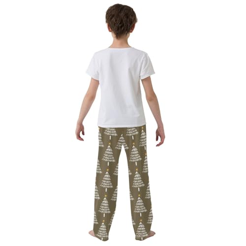 Boys' Pants Christmas Star White Trees Grey Long Bottoms Jogger Pants Elastic Waist Trousers with Pockets S-XL3