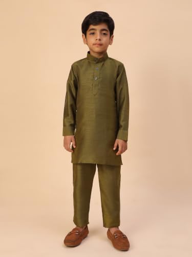 Image of Pro-Ethic Style Developer Kids Kurta Set For Boys With Waist Coat, Ethnic Wear for Diwali, Eid, Raksha Bandhan, Jacquard, Floral Print (Pack of 1)