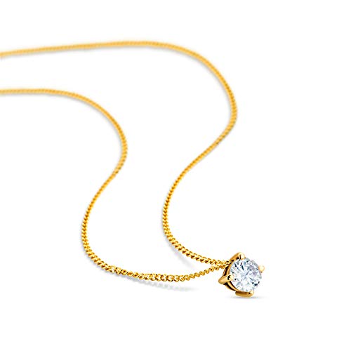 Collar oro 14k con diamante solitario 0,15 quilates