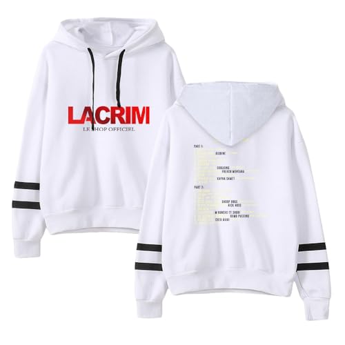 Lacrim Sweat à capuche décontracté à manches longues sans poche pour homme et femme, Blanc-HL13007, XL
