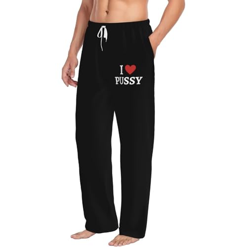 I Love Pussy I Love Sex Pajama Pants Adult Comfy Sleep Pants Lightweight Pjs Bottoms Wide Leg Sleepwear Lounge Pants For Mens4