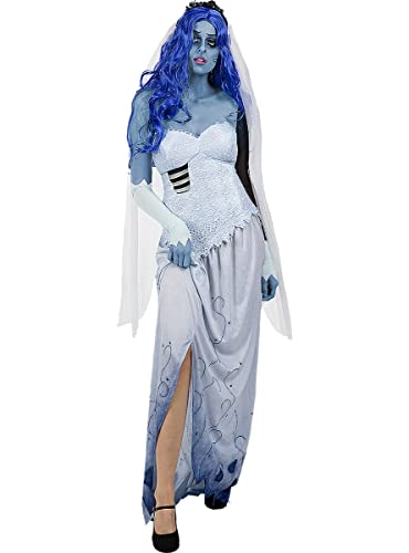 Funidelia | Disfraz de La Novia Cadáver para mujer Terror, Corpse Bride, Zombie - Disfraz para adultos y divertidos accesorios para Fiestas, Carnaval y Halloween - Talla M - Blanco