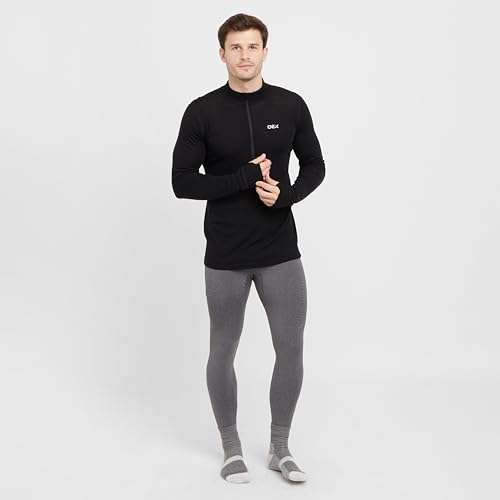 OEX Kelso Merino Long Sleeve Zip Baselayer, 100% Merino Wool, Half Zip Fastening, Lightweight Outdoor Thermal Top with Thumb Loops, Flatlock Seams (UK, Alpha, L, Regular, Regular, Black) - Image 3