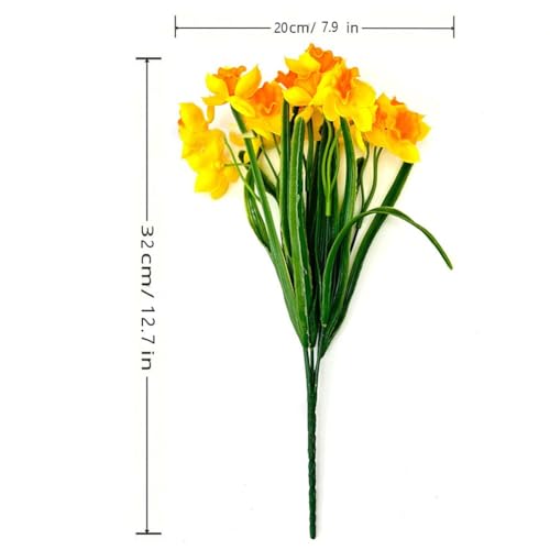 Narcisos artificiales de seda FACAIIO de 35 cm con cuatro variantes de color para decoración 5
