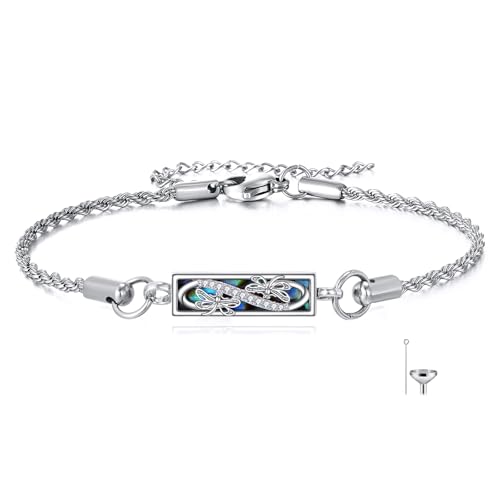 Urn Bracelet Sterling Silver Infinity Animals Bracelet for Ashes Memorial Jewelry Gift for Women Men Adjustable Stainless Steel Chain 7+2 Inch