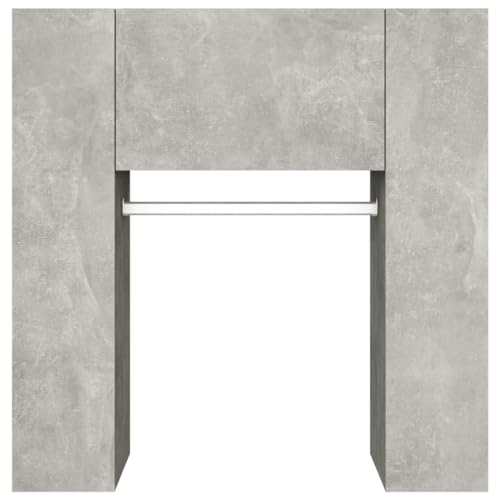 Armario de pasillo gris hormigón de madera de 97,5 cm con estantes y compartimentos modernos 8