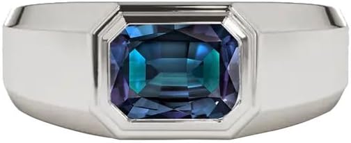 10K 14K 18K Gold Mens 4 Carat Emerald Cut Gemstone Engagement Wedding Ring Custom Emerald Cut Birthstone Anniversary Pinky Rings for Men/Women