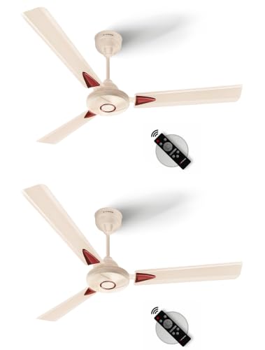 Image of LONGWAY Aero 1200 mm BLDC Ceiling Fan with Remote Control | BEE 5 Star Rated Energy Efficient | Ultra High Speed 3 Blade Anti-Dust Decorative Ceiling Fan | 3 Years Warranty (Ivory, Pack of 2)