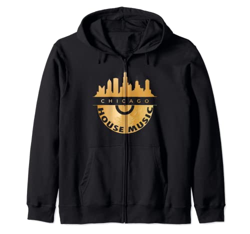 Chicago House Music City scape Rave Techno EDM Disque vinyle Sweat à Capuche