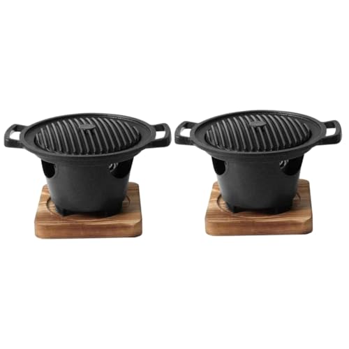 SUPVOX 2 Juegos Barbacoa Coreana Horno Freidoras Parrilla De Estufa Aire Fritura Calientaplatos Mini Parrilla Hibachi Cocina Multi Parrilla Superior Plana Plancha De Propano Carbón Madera
