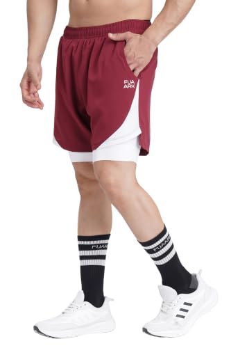 Image of FUAARK 2 in 1 Compression Shorts for Men for Gym, Sports, Running & Cycling Activities with Pocket