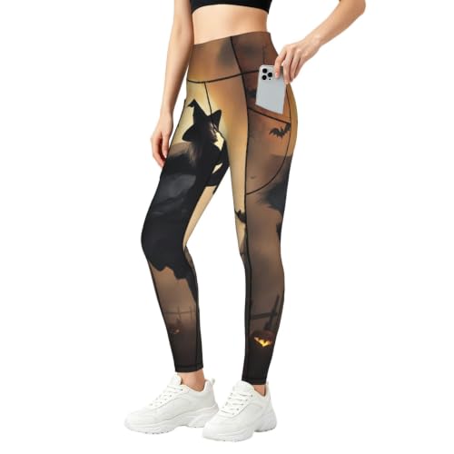 Pantalones de yoga para mujer para entrenamiento mallas con estampado y bolsillos