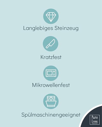 Steingut Geschirrset 6 Personen Hygge 18 tlg. TESTSIEGER, Traumhaftes Skandinavisches Steingut Geschirr Set, Schüssel- und Teller Set, Tafelservice 6 Personen, Geschirrsets Pure Living in Beige