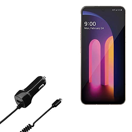 BoxWave Car Charger Compatible with LG V60 ThinQ 5G (Single Screen) - Car Charger Plus, Car Charger Extra USB Port with Integrated Cable for LG V60 ThinQ 5G (Single Screen) - Black