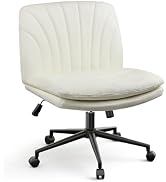 naspaluro Chaise de Bureau, Fauteuil Coiffeuse en Velours, Chaise de Chambre sans Bras avec roulettes, Siège de Bureau à Domicile, Fauteuil Souple Réglable en Hauteur pour La Chambre à Coucher,Beige
