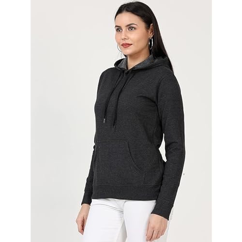Image of Clotth Theory Women's Cotton Fleece Hooded Neck Sweatshirt | Hoodie Jacket with Kangaroo Pocket