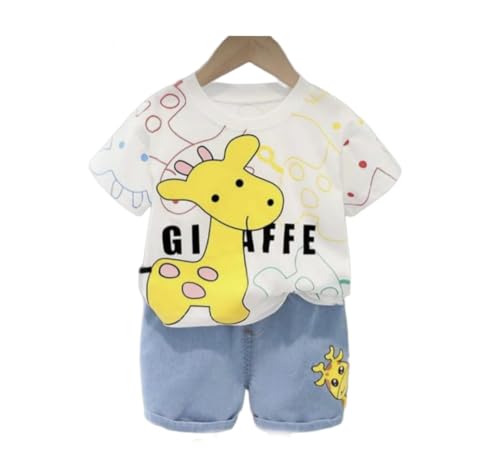 Image of I.T T-shirt and Short Set for Baby Boys & Baby Girls, Hoseiry & Denim Printed Half Sleeves Clothing Set for Kids