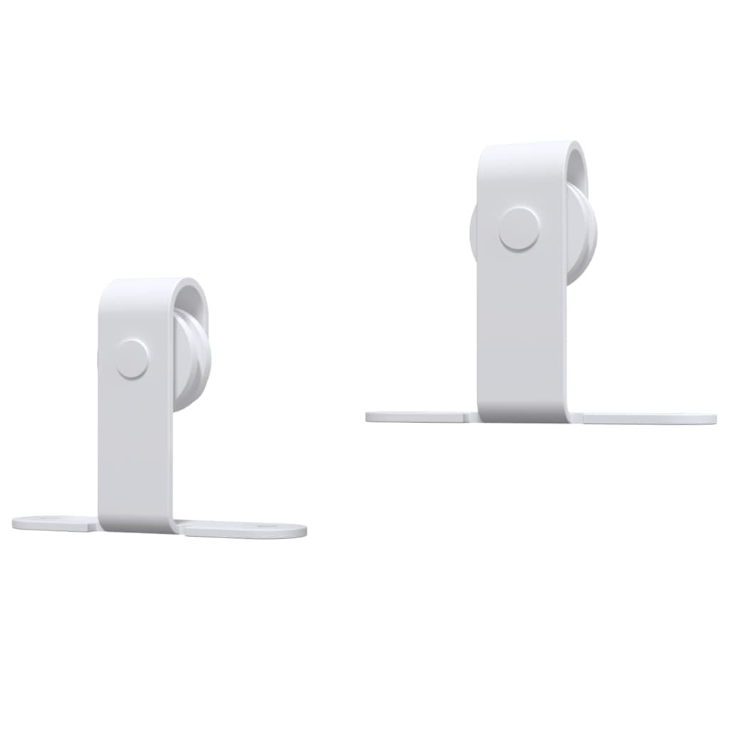 vidaXL Kit Min Puerta Corredera Armario Guías Carril Herrajes Percha Sistema Mecanismo para Granero Cocina Estudio Decoración Acero Carbono Blanca