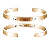Enni of York Personalized Custom Cuff Bracelets Custom Bracelet for Women Funny Inspirational Gifts for Her Sister to Sister Jewelry Mantra Cuff Bangle (Gold)