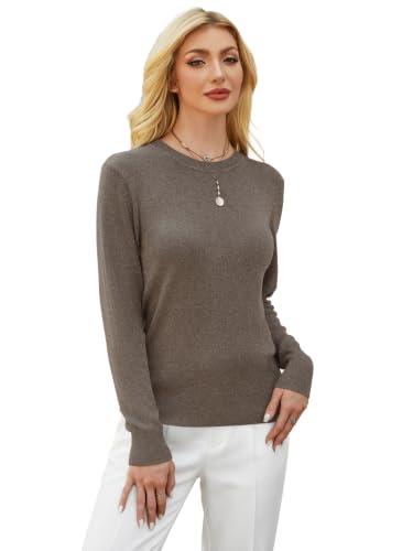 Image of GKBK Women's Wool Blend Sweaters 2026 Fall Fashion Lightweight Business Casual Outfits Long Sleeve Crew Neck Pullover Tops